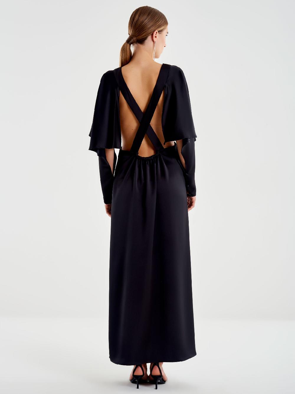 Vicolo Abito Lungo Cut Out Schiena Scoperta Nero