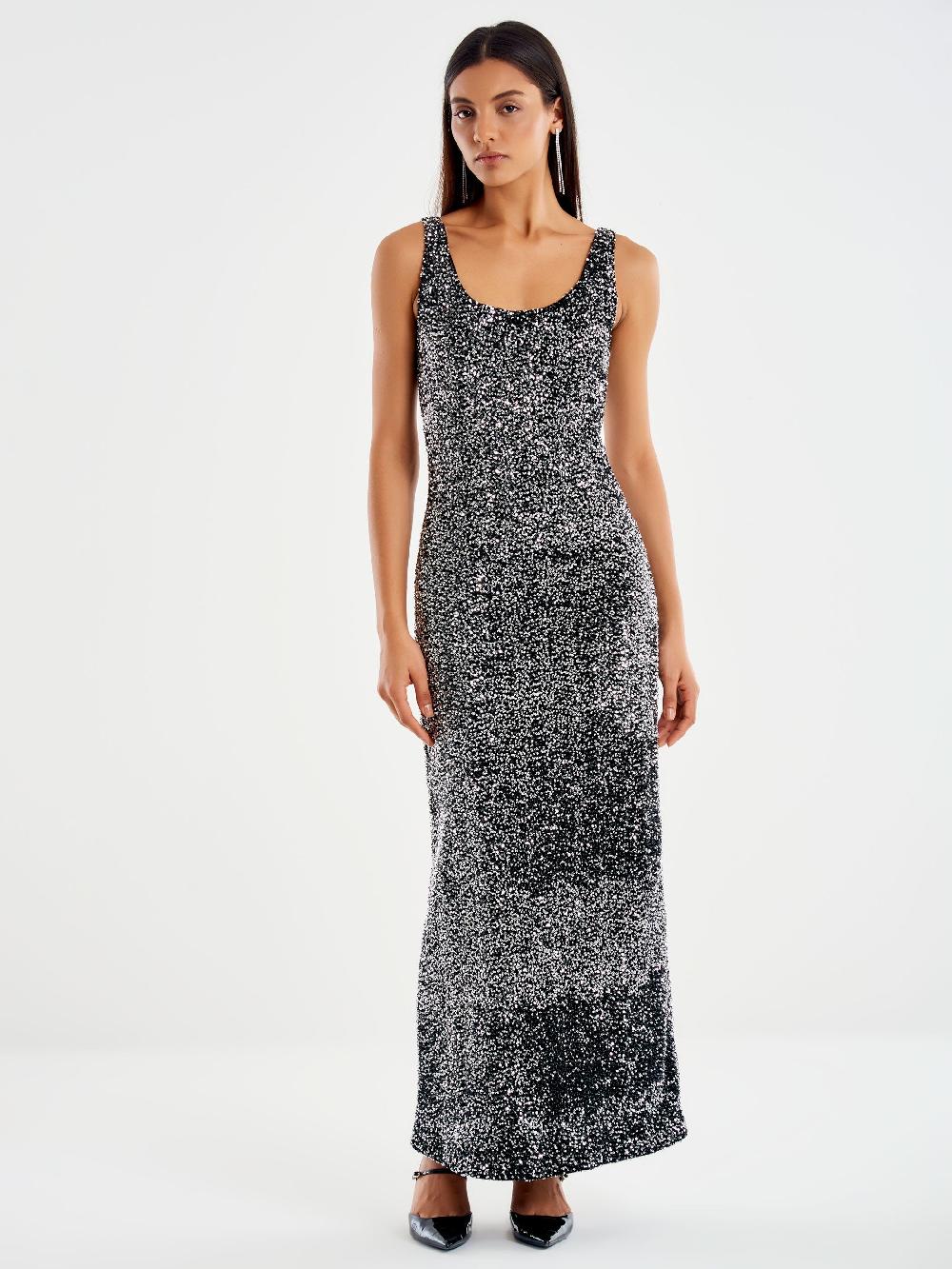 Vicolo Abito Lungo Paillettes Nero