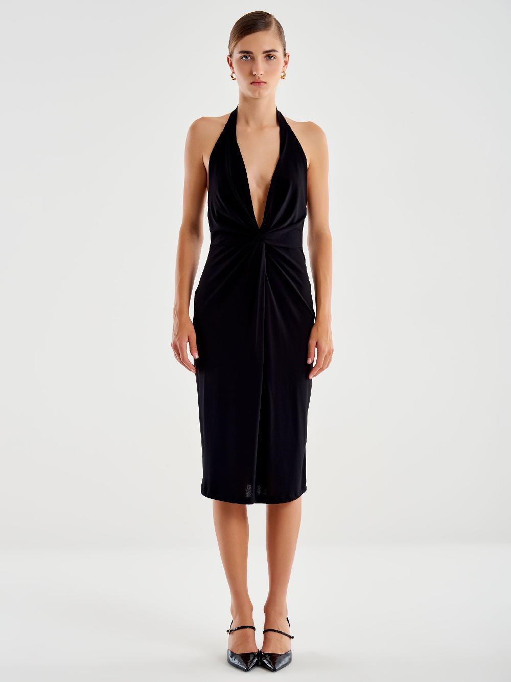 Vicolo Abito Scollo Americano Con Incrocio Nero