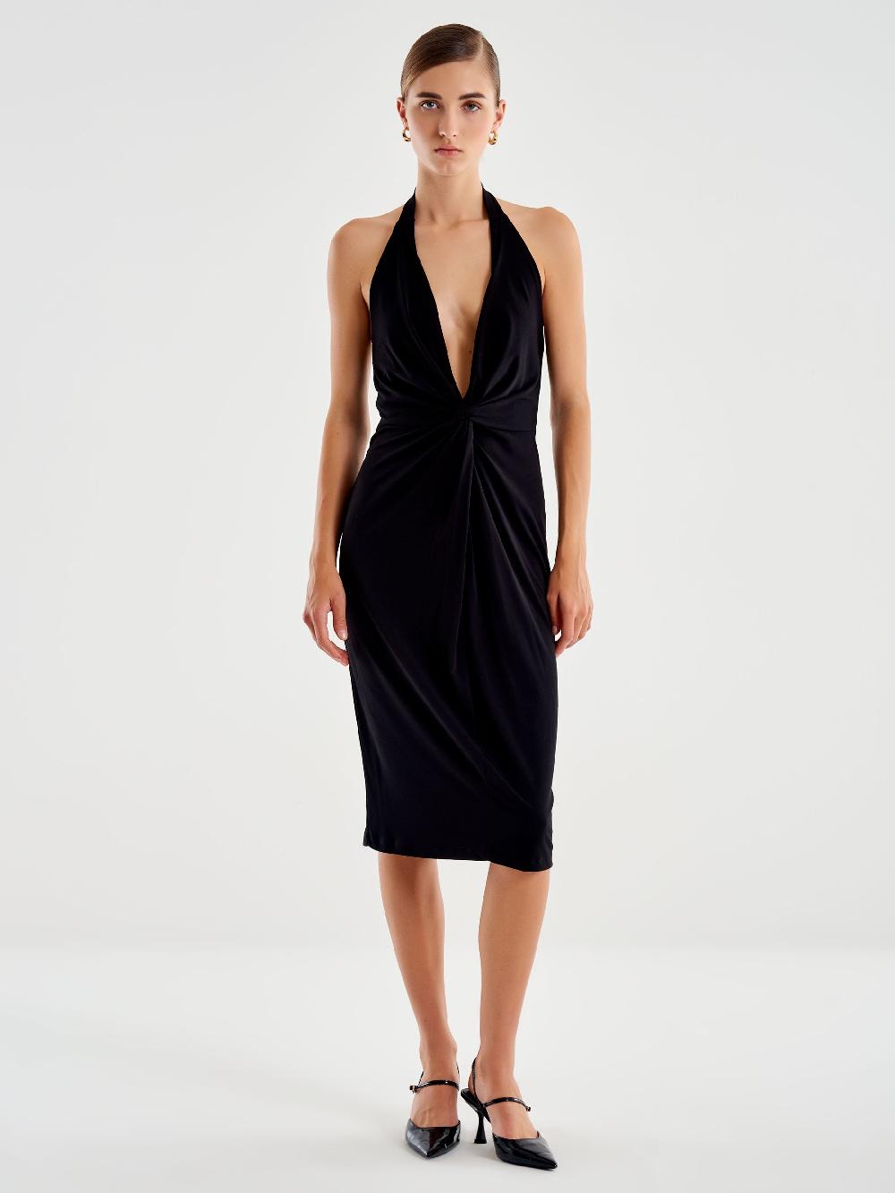 Vicolo Abito Scollo Americano con Incrocio Nero