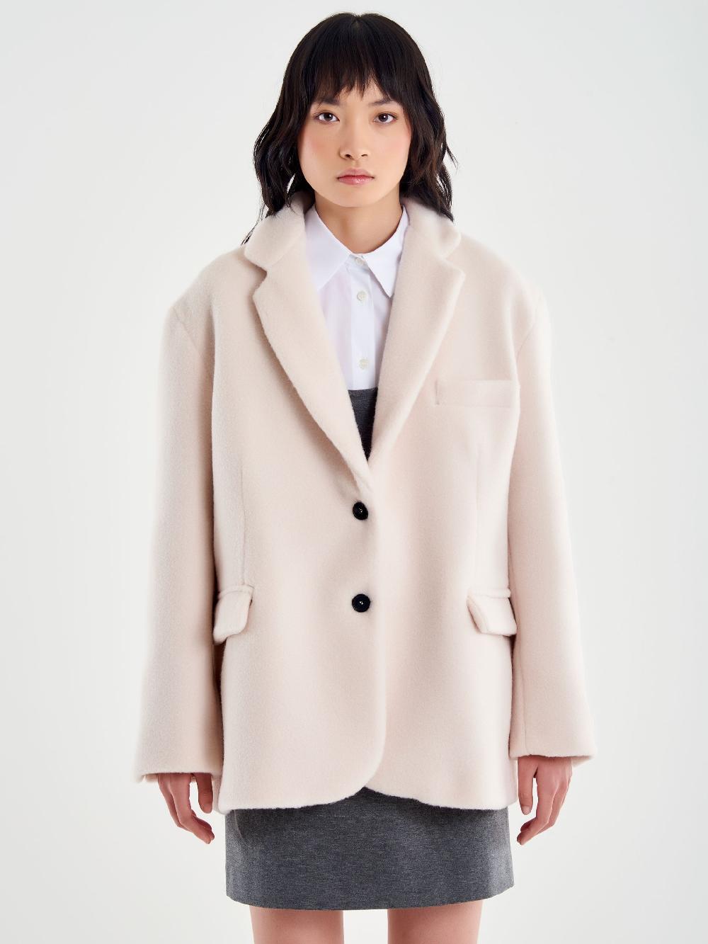 Vicolo Blazer Bouclé Oversized Bianco