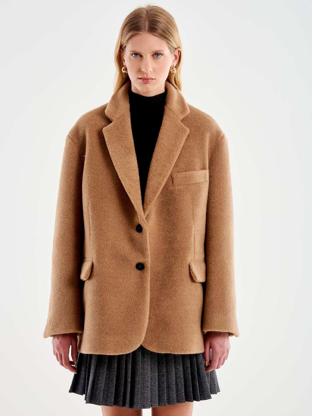 Vicolo Blazer Bouclé Oversized Cammello