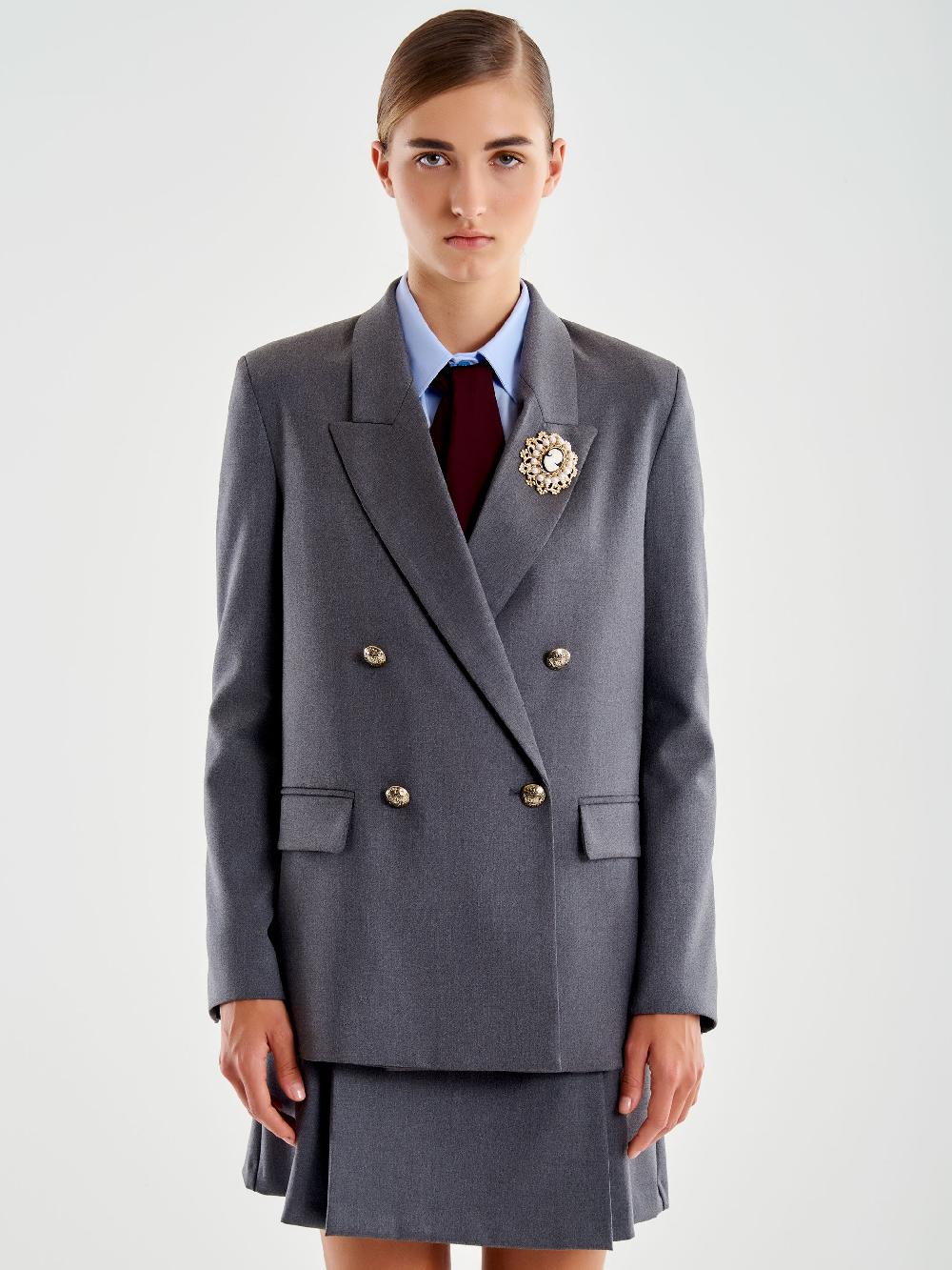 Vicolo Blazer Con Spilla Grigio
