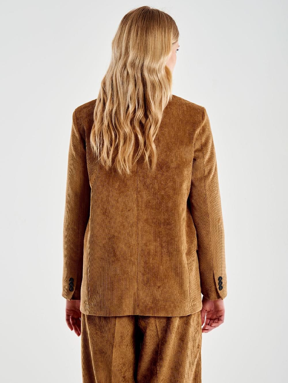 Vicolo Blazer Doppiopetto In Velluto Cammello