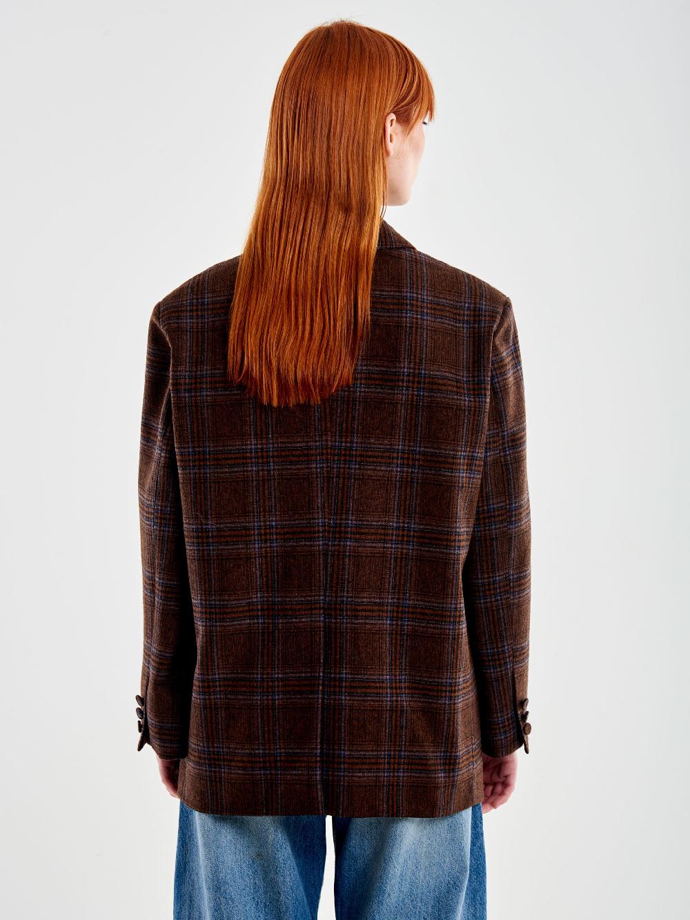 Vicolo Blazer Doppiopetto Quadri Over Moro