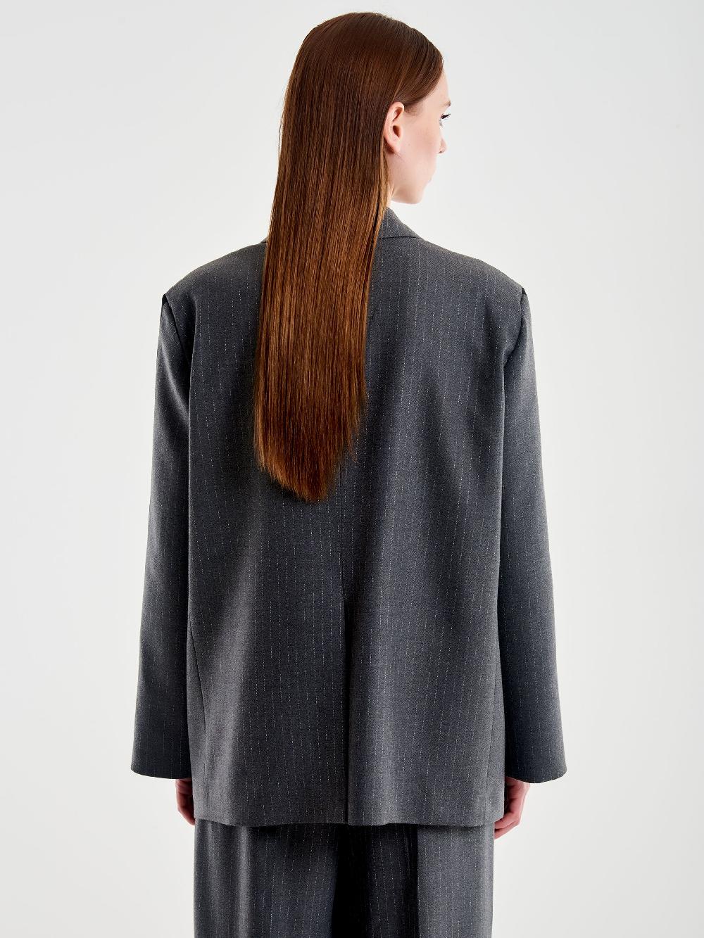 Vicolo Blazer Gessato Con Banda Laterale Grigio