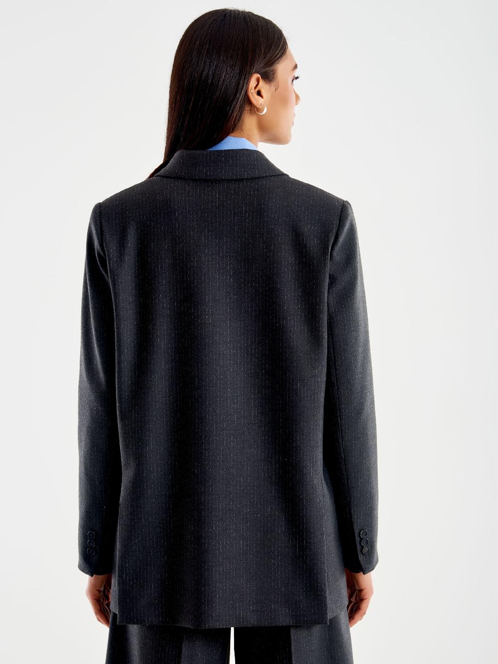 Vicolo Blazer Gessato Lurex Grigio