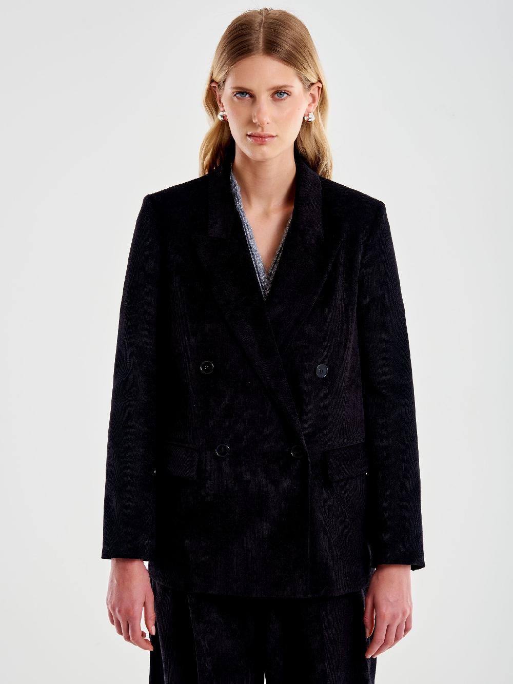 Vicolo Blazer In Velluto Doppiopetto Nero