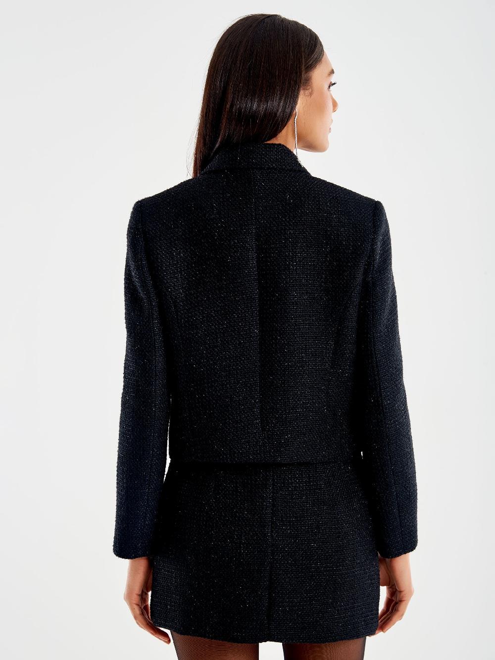 Vicolo Blazer Lamè Cropped Nero