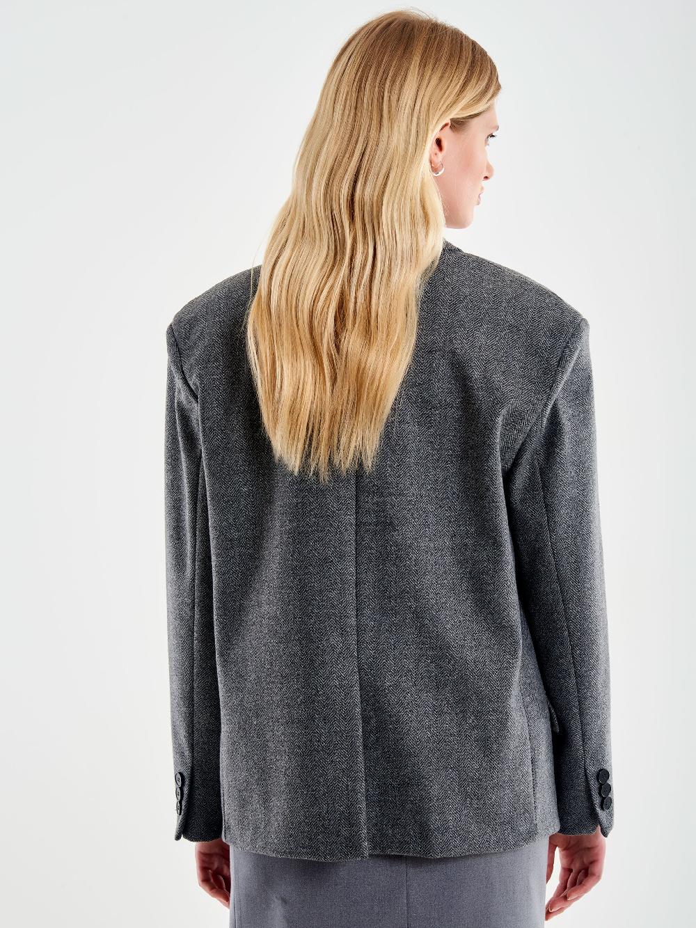 Vicolo Blazer Over Doppiopetto Spinato Grigio