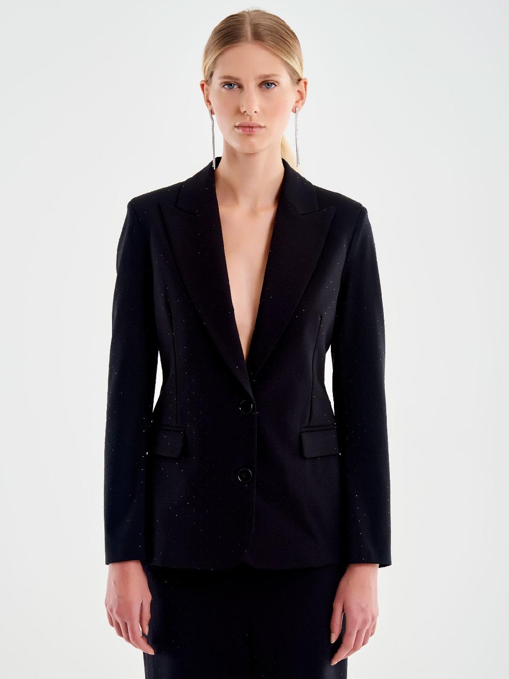 Vicolo Blazer Sfiancato Con Strass Nero