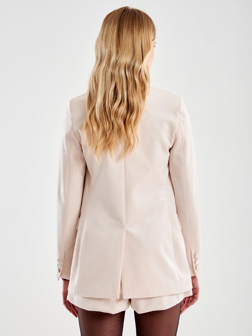 Vicolo Blazer Velluto Con Reverse Satin Bianco