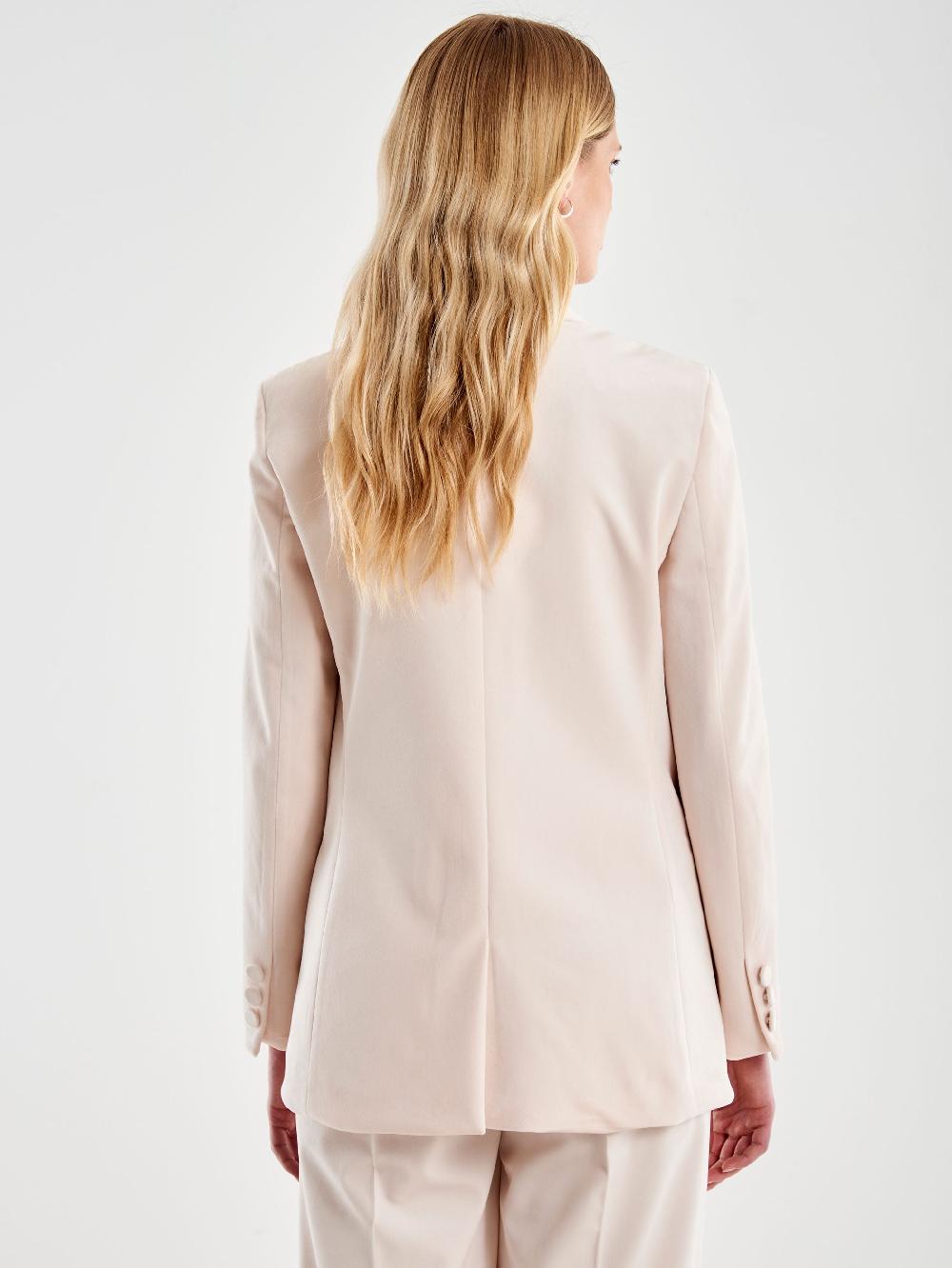 Vicolo Blazer Velluto Con Spilla Bianco