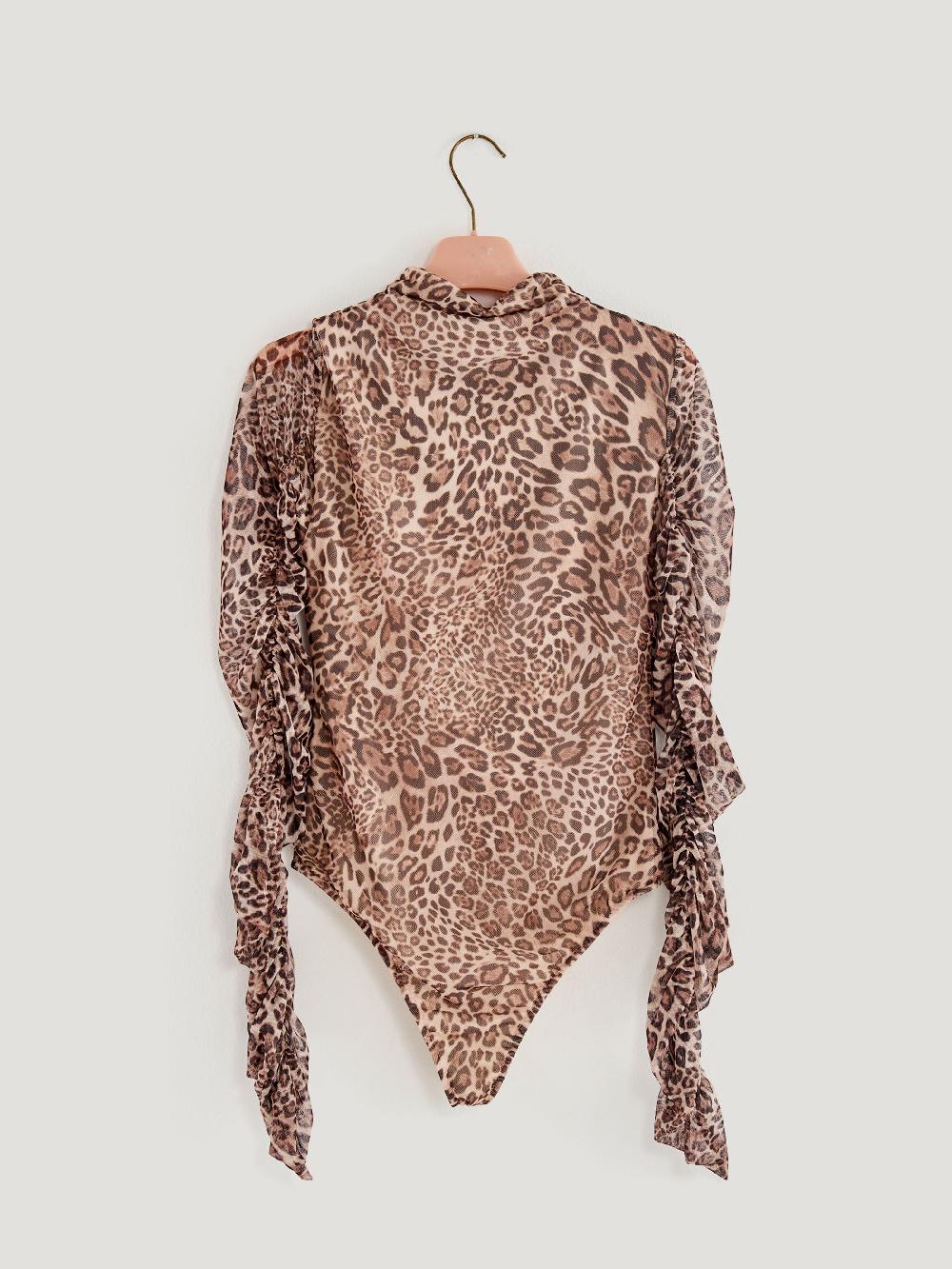Vicolo Body Con Arriccio Animalier Cammello