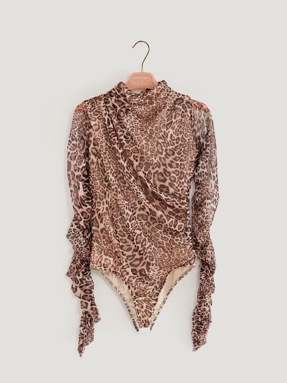 Vicolo Body Con Arriccio Animalier Cammello