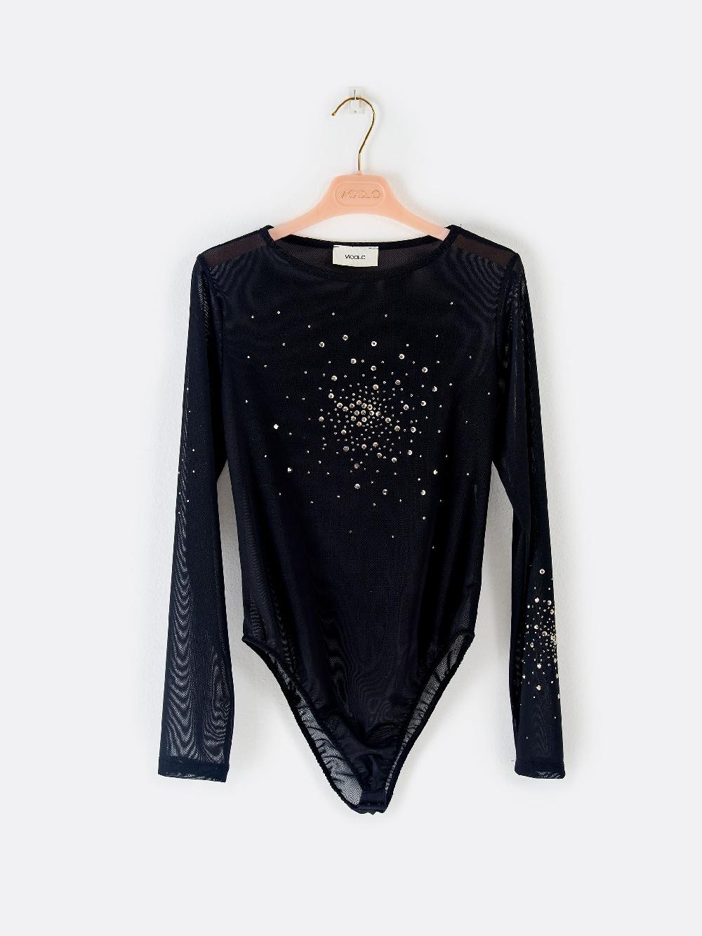 Vicolo Body In Tulle Con Strass Nero