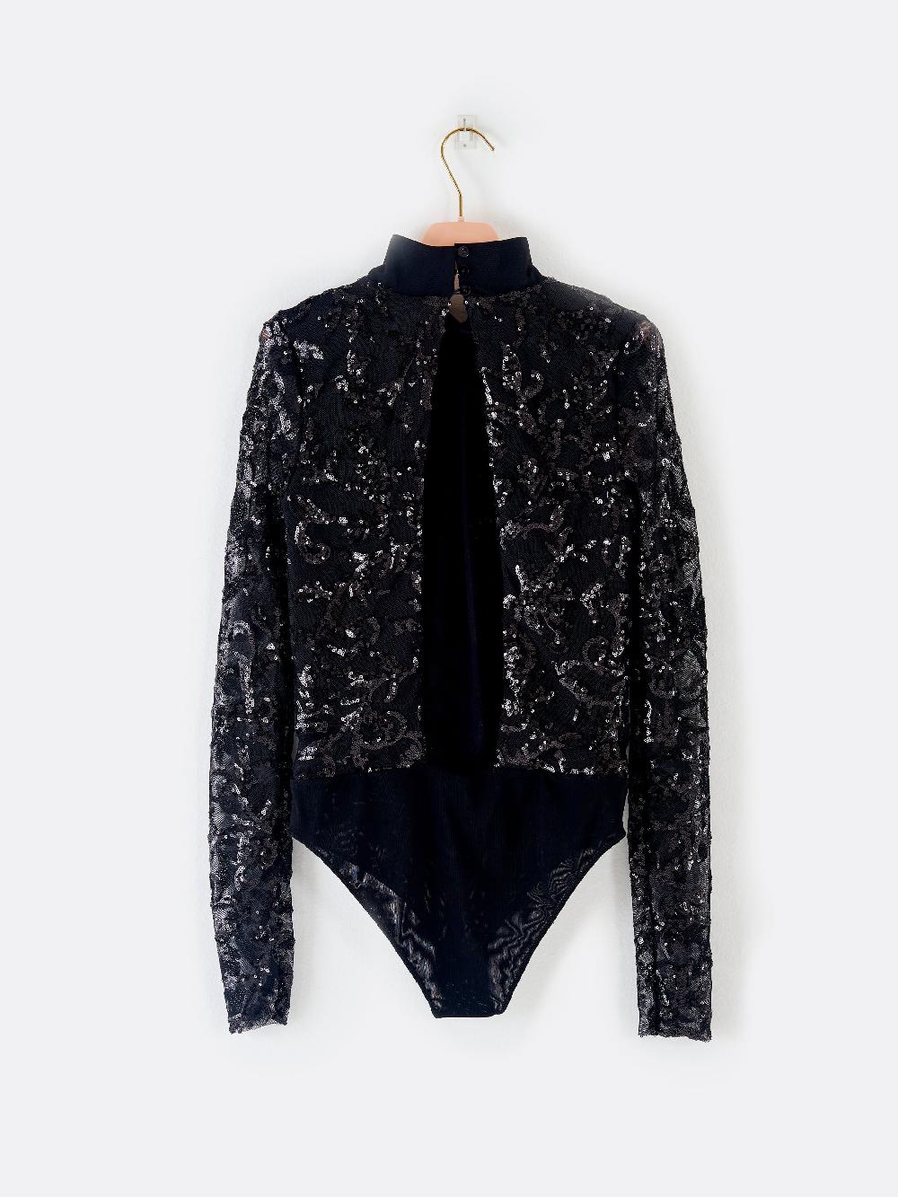 Vicolo Body Pizzo E Paillettes Nero
