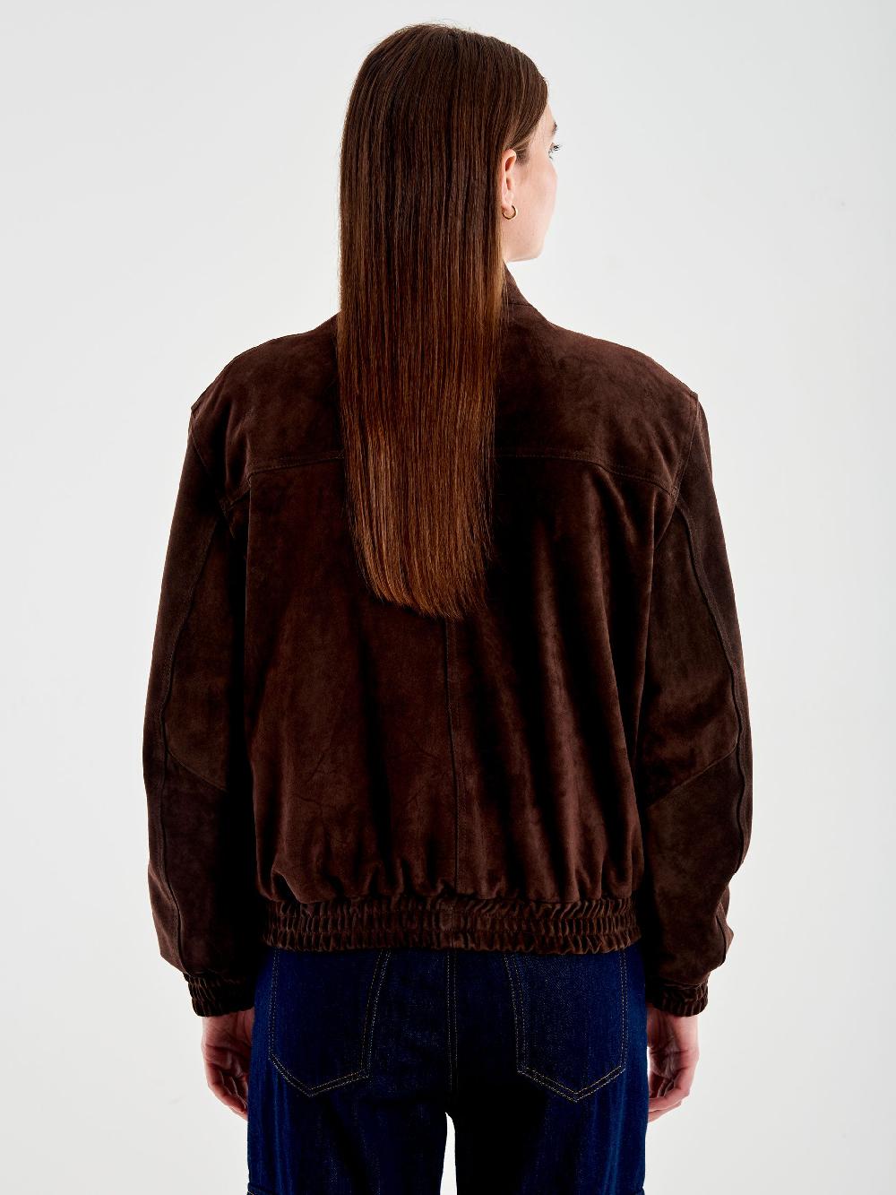 Vicolo Bomber In Pelle Scamosciato Marrone