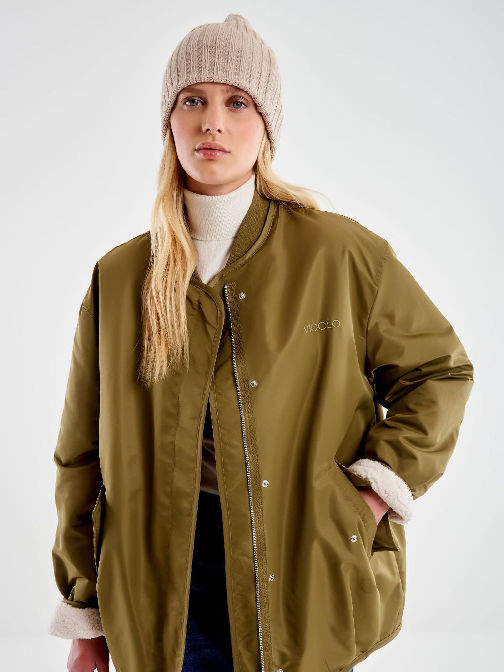 Vicolo Bomber Oversized Double Face Militare