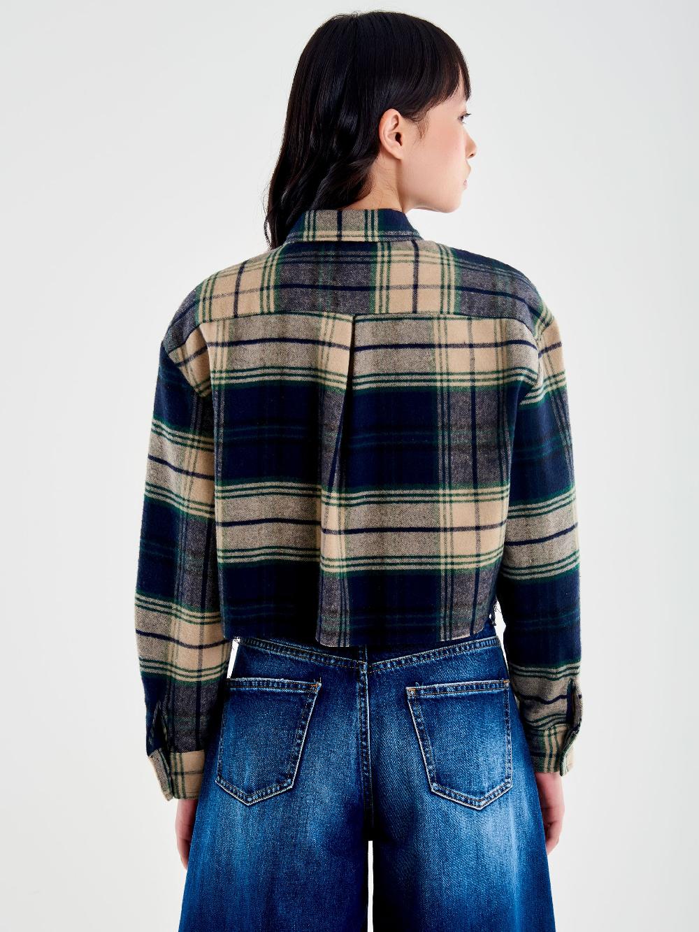 Vicolo Camicia Check Cropped Blu