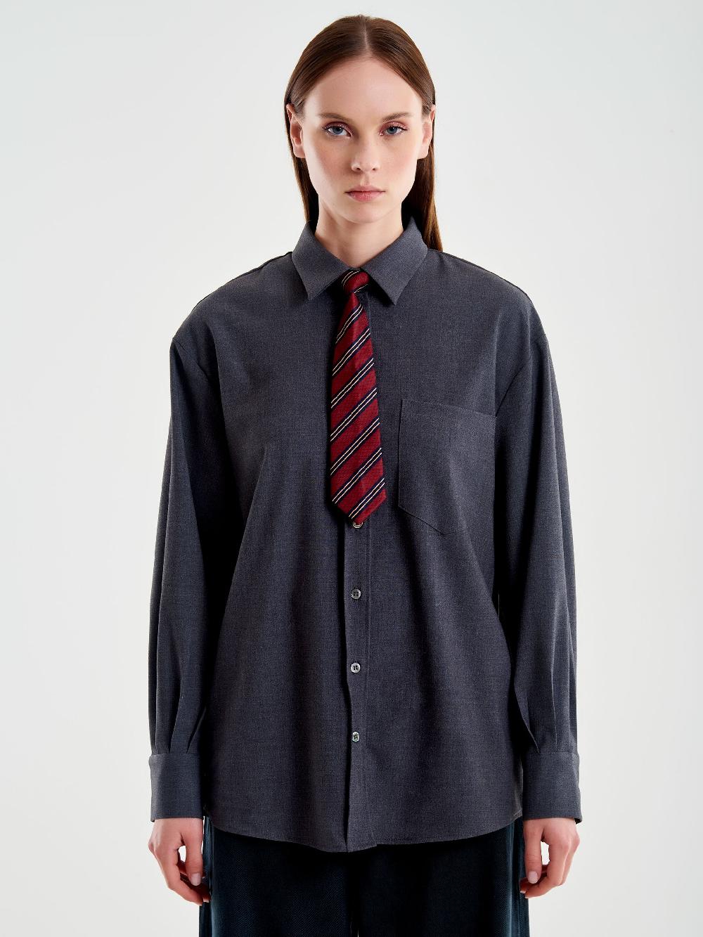 Vicolo Camicia Con Cravatta A Righe Grigio