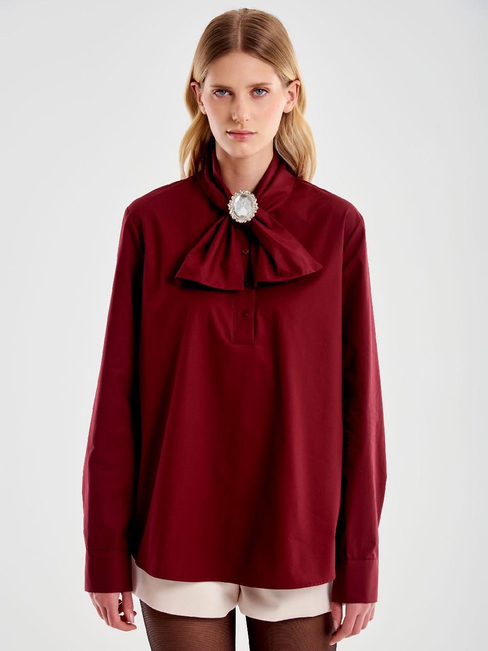 Vicolo Camicia Con Fiocco E Cabochon Bordeaux