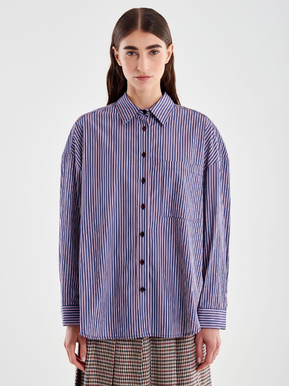 Vicolo Camicia Con Tasca A Righe Blu