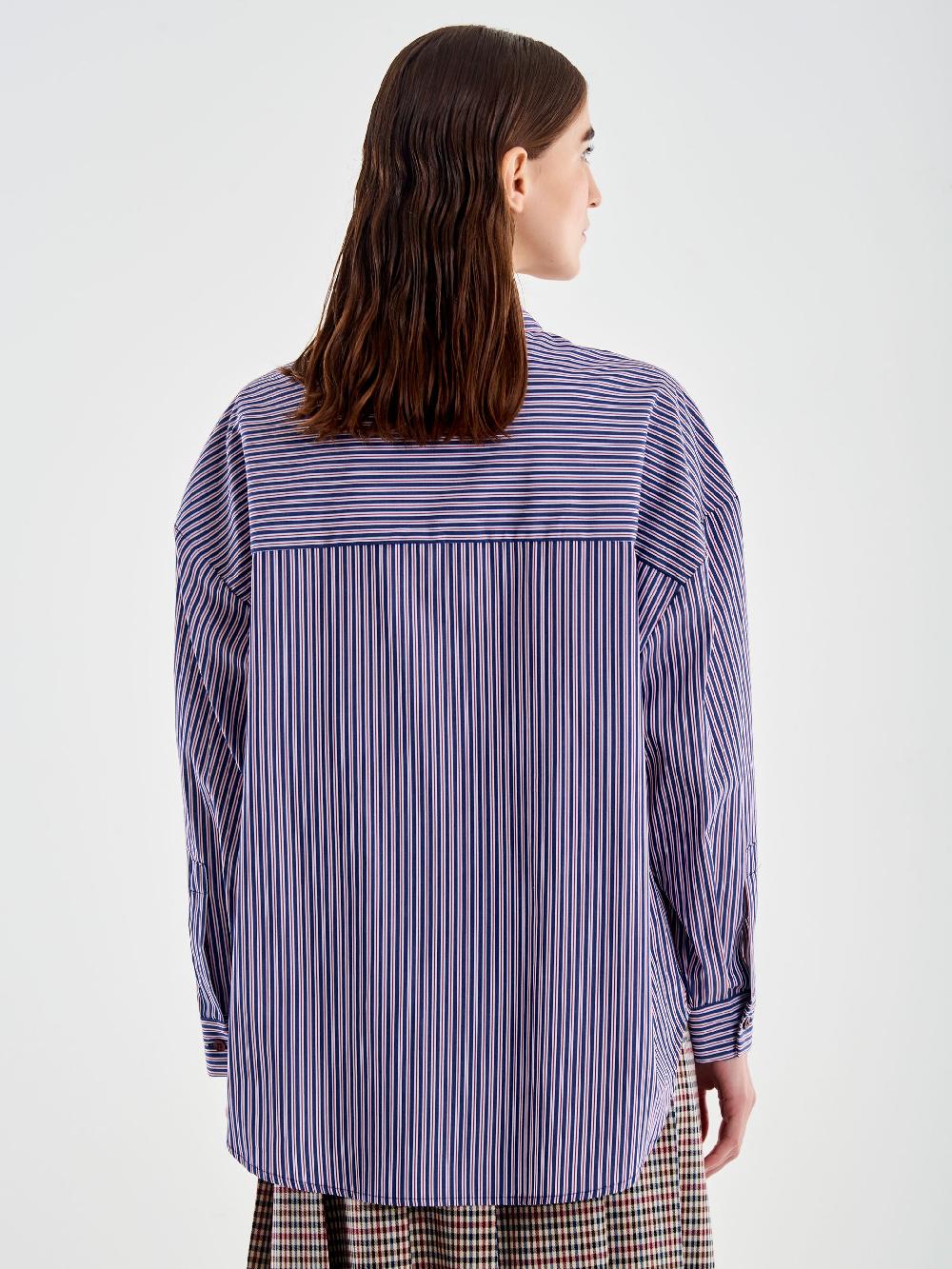 Vicolo Camicia Con Tasca A Righe Blu