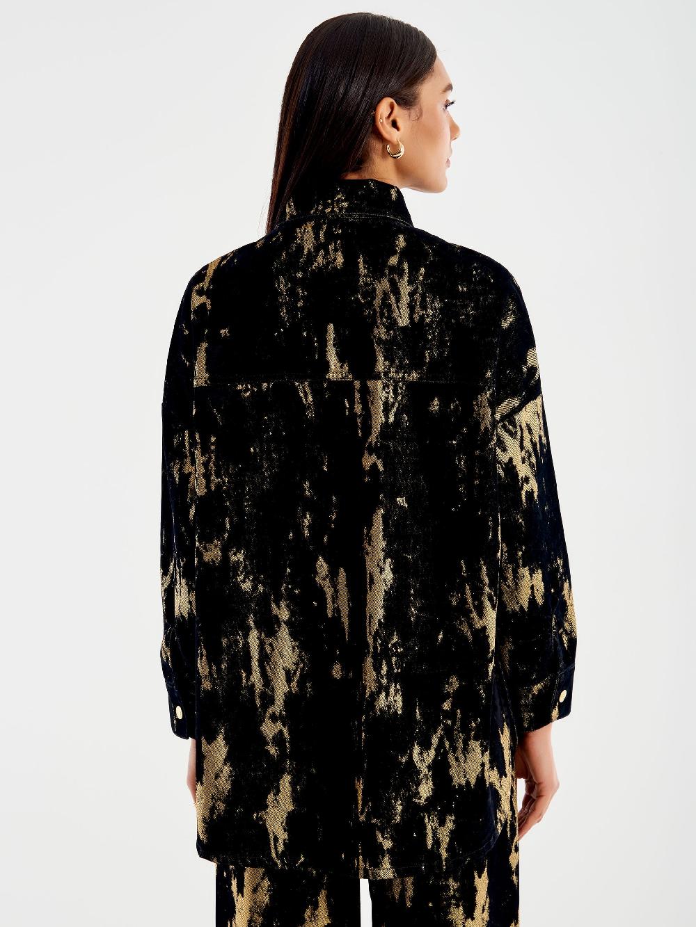 Vicolo Camicia Denim Laminata Nero