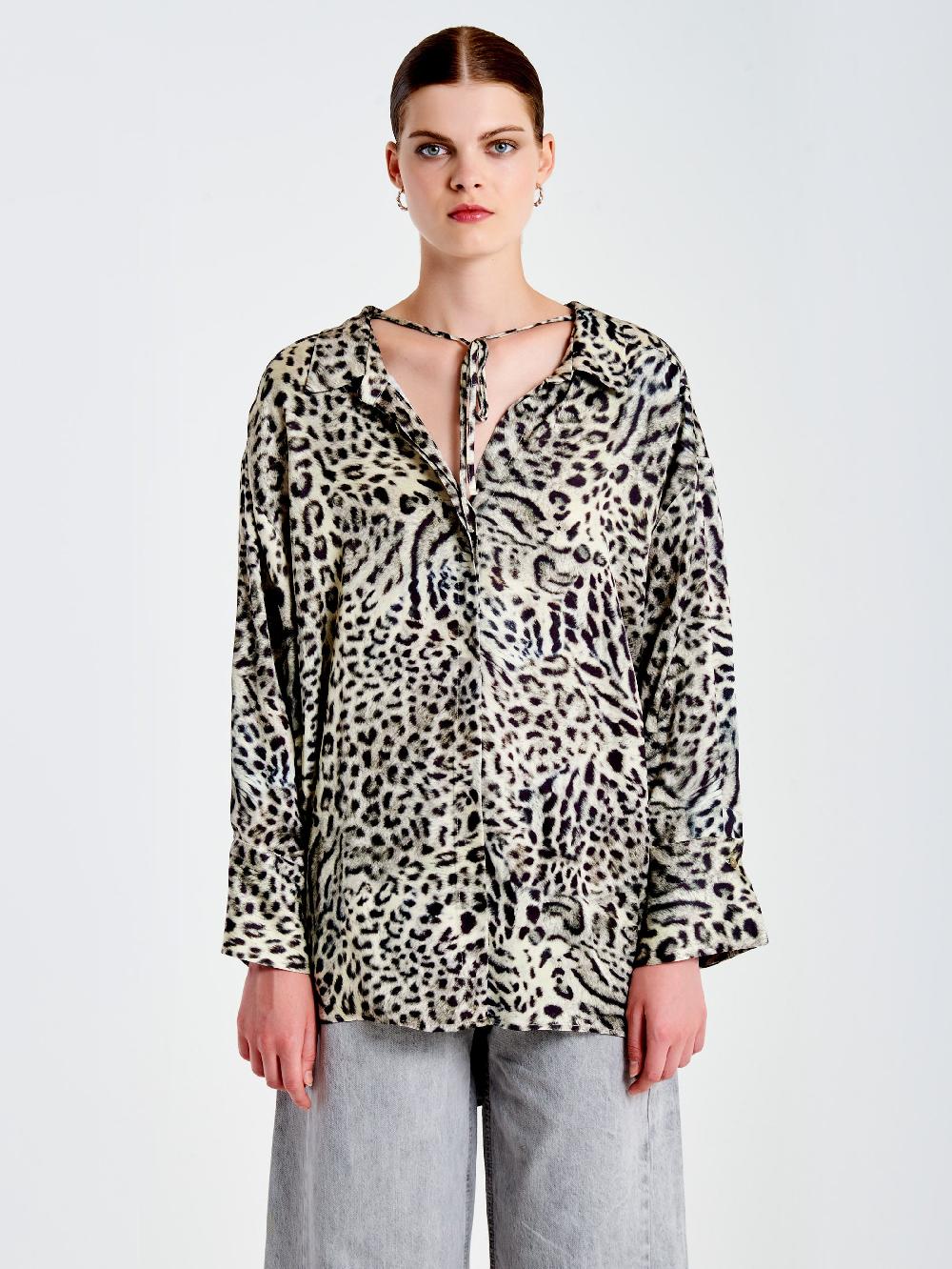 Vicolo Camicia Fantasia Con Laccio Grigio