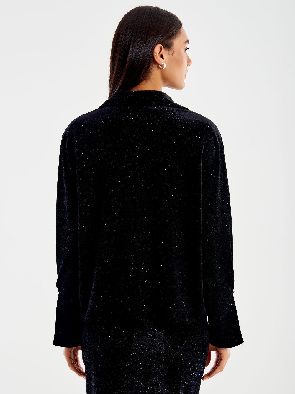 Vicolo Camicia In Ciniglia Con Glitter Nero