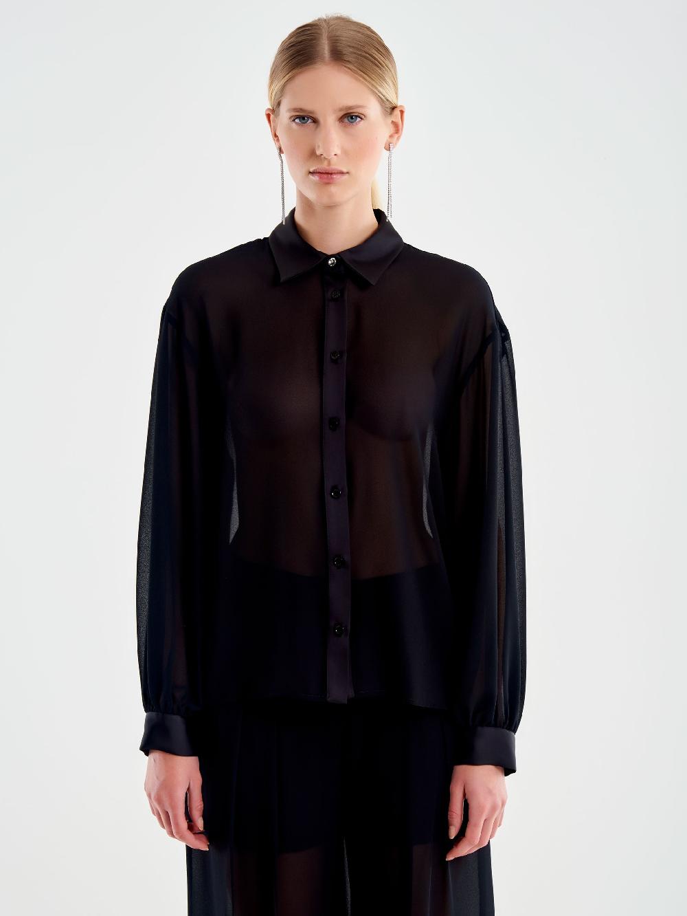 Vicolo Camicia In Georgette Nero