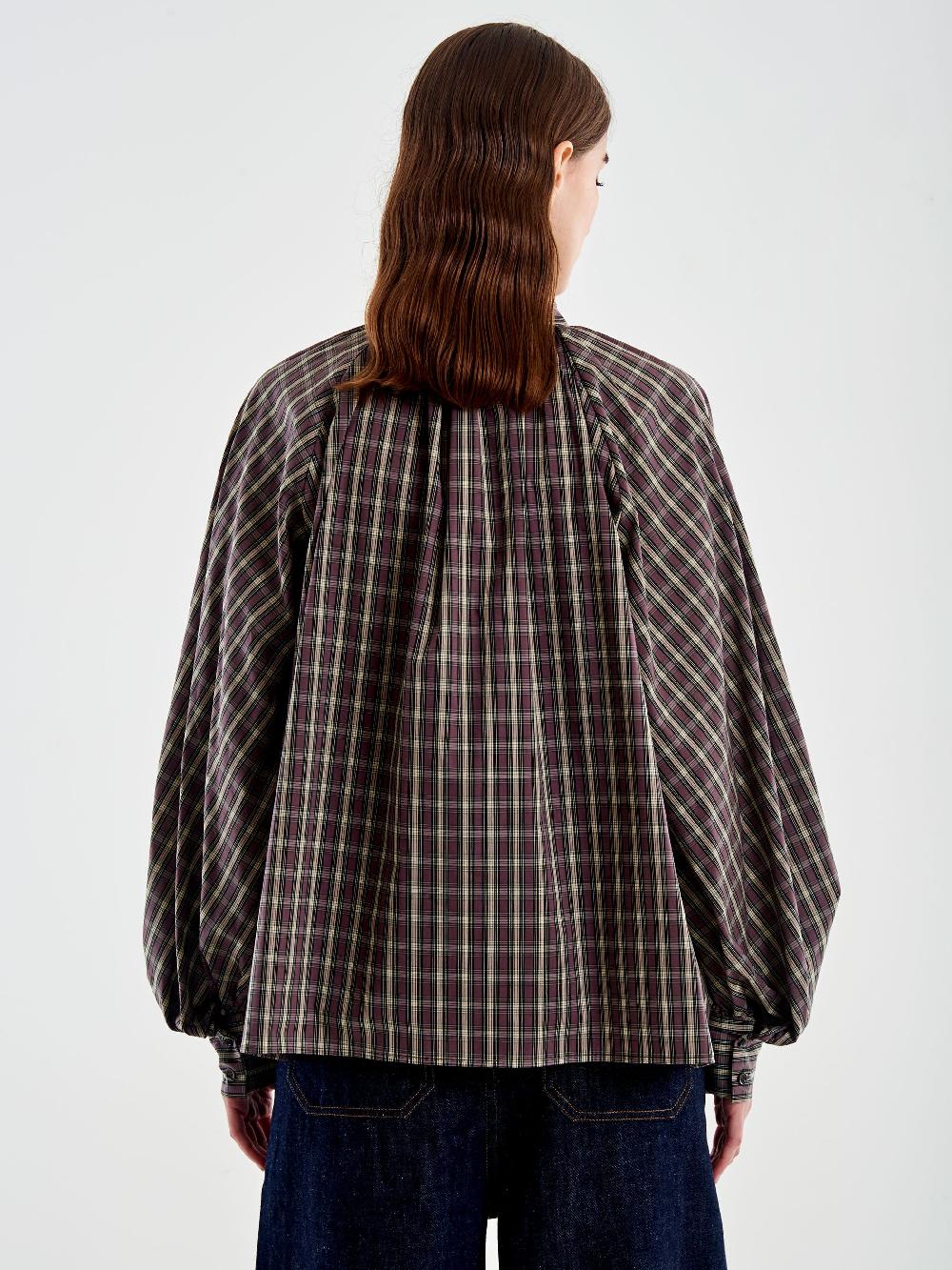 Vicolo Camicia Over Quadri Con Fiocco Beige