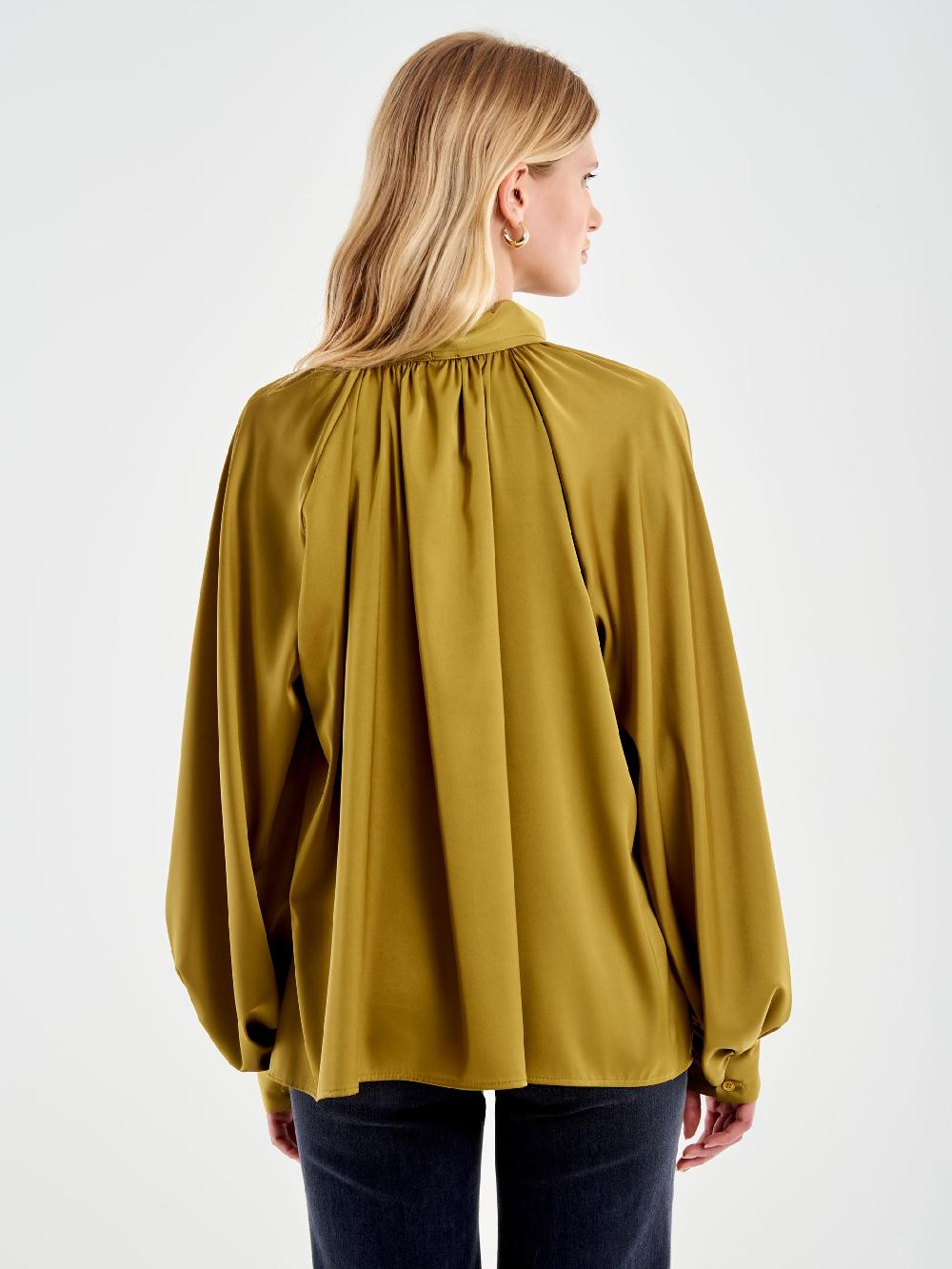 Vicolo Camicia Over Satin Con Fiocco Militare