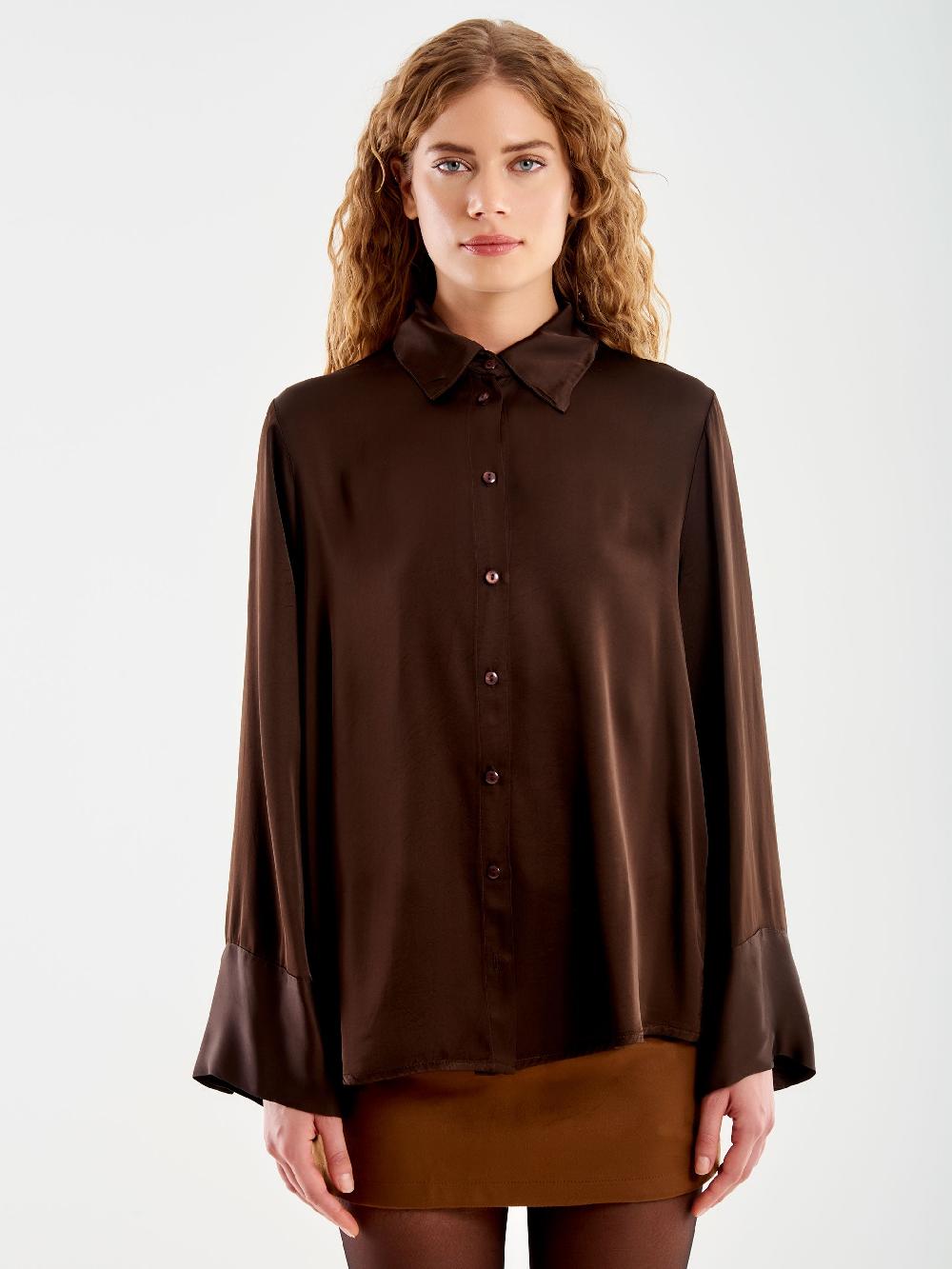 Vicolo Camicia Satin Over Moro