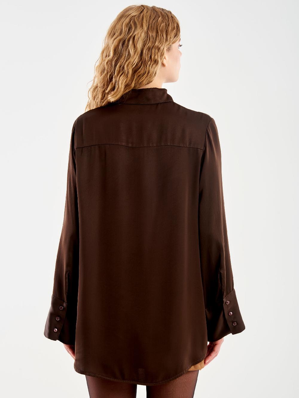 Vicolo Camicia Satin Over Moro