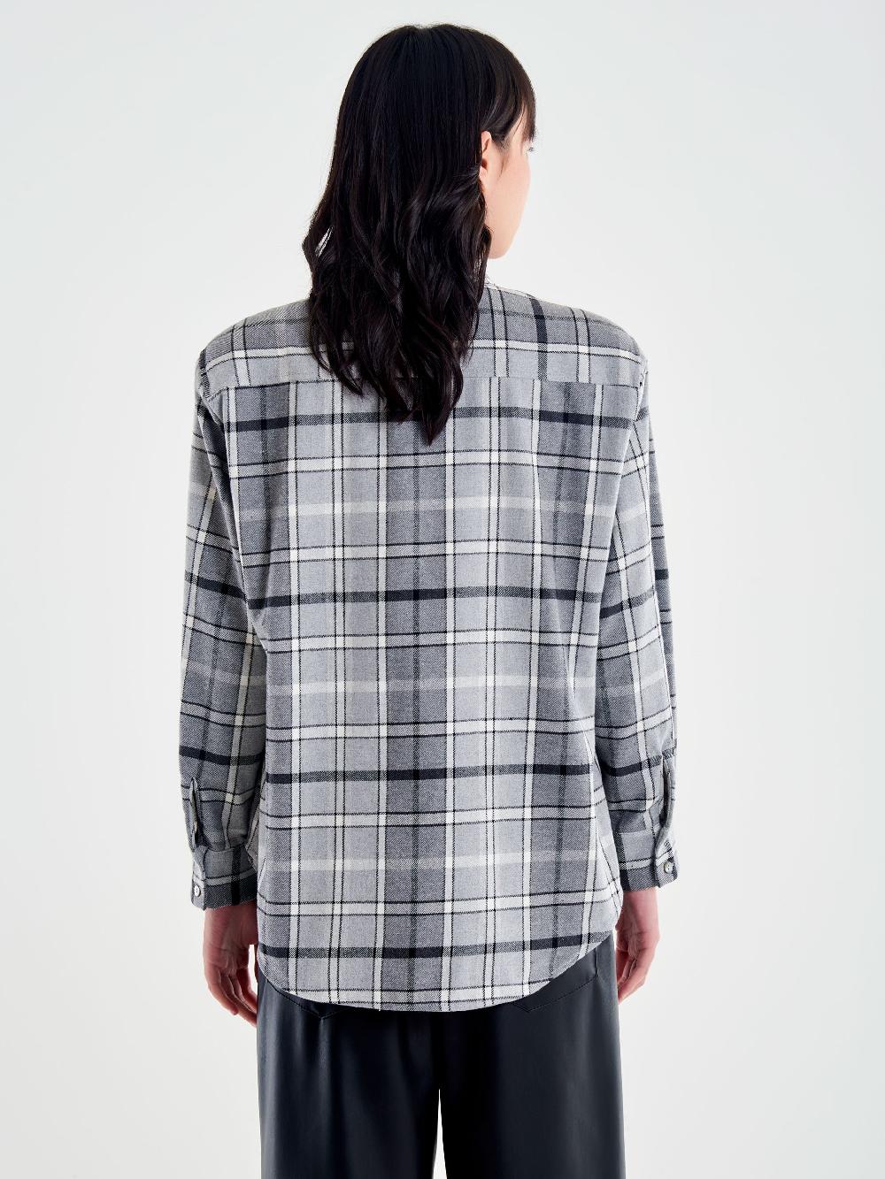 Vicolo Camicia Spalle Over Check Grigio