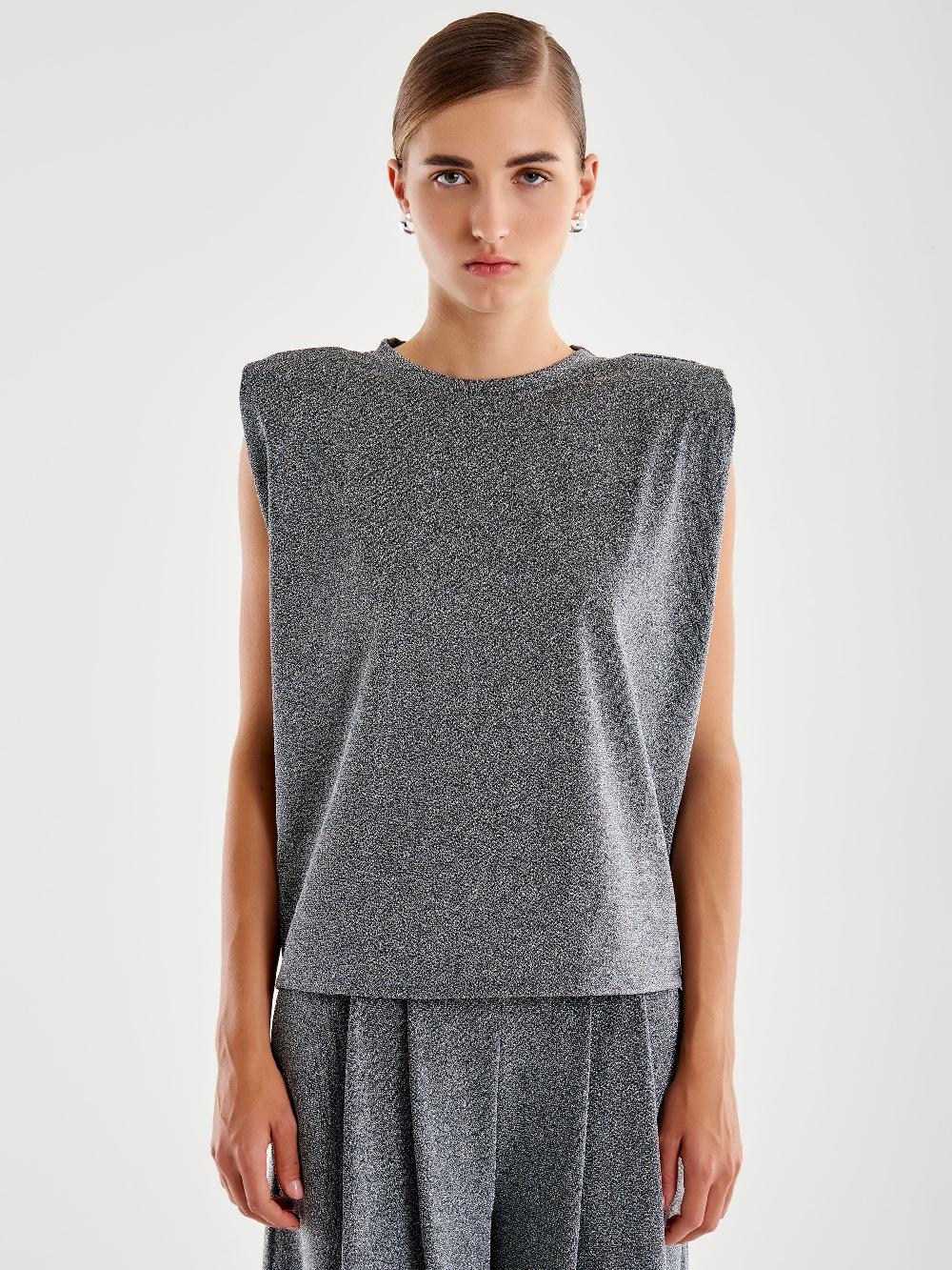 Vicolo Canotta Con Spalline Lurex Grigio