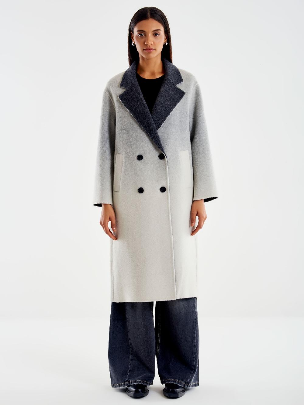 Vicolo Cappotto Ampio Effetto Sfumato Grigio