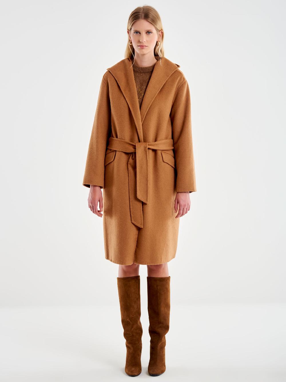 Vicolo Cappotto Con Cappuccio Cammello