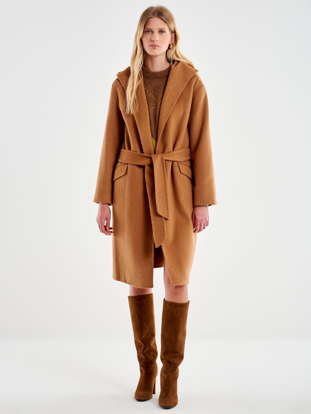 Vicolo Cappotto con Cappuccio Cammello