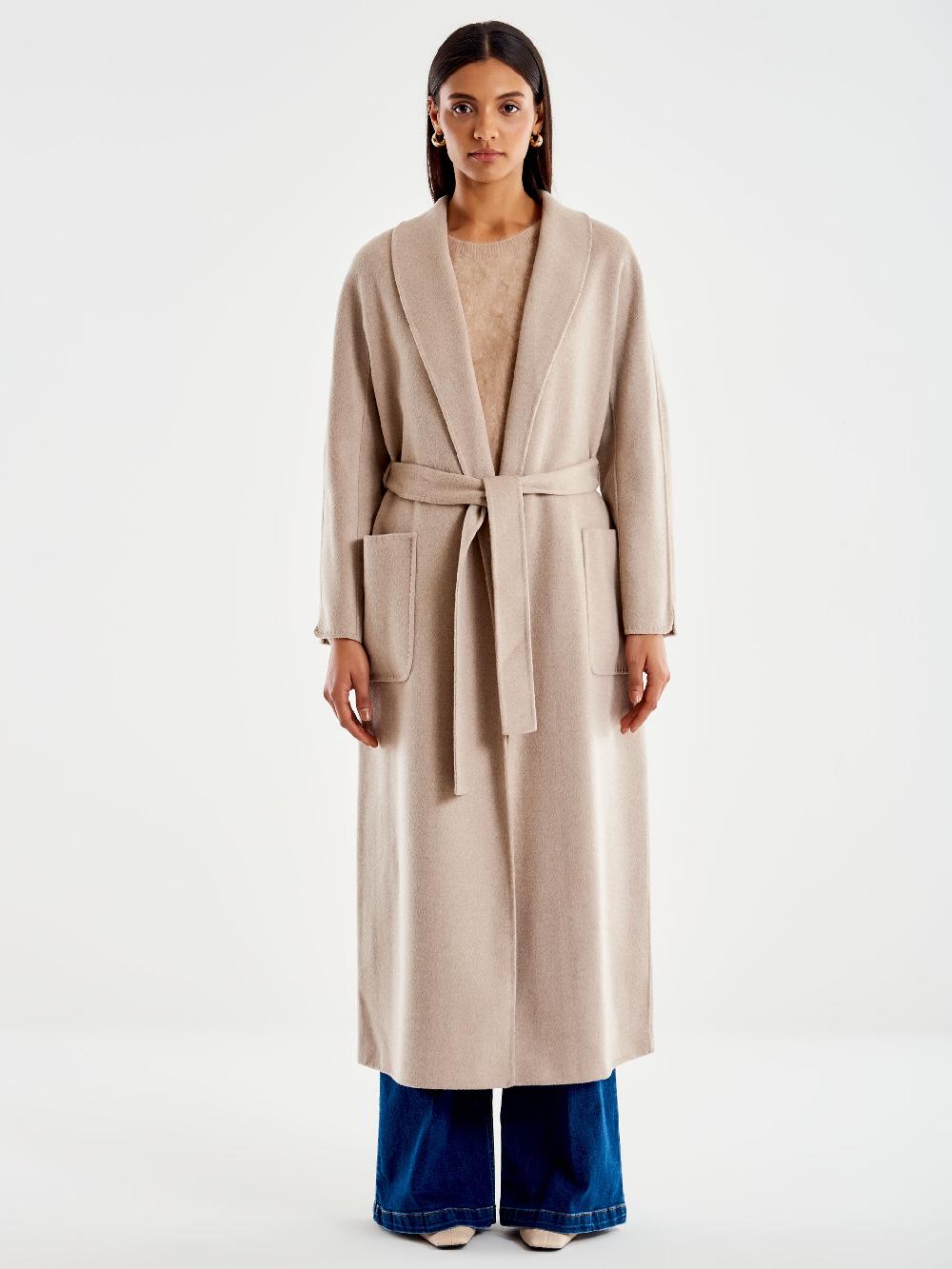 Vicolo Cappotto Con Cintura Lungo Beige