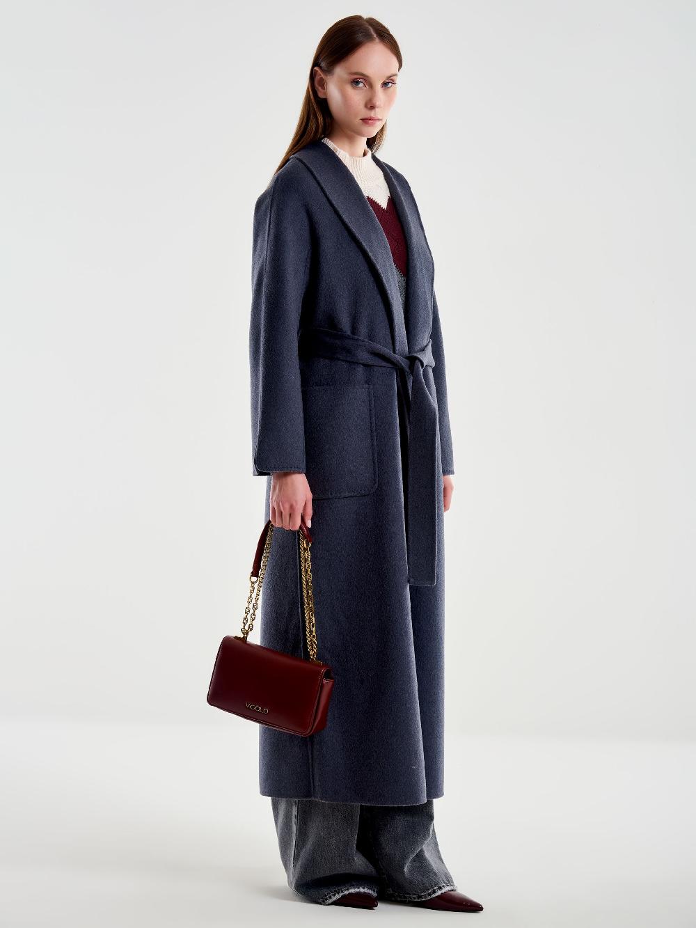 Vicolo Cappotto con Cintura Lungo Grigio