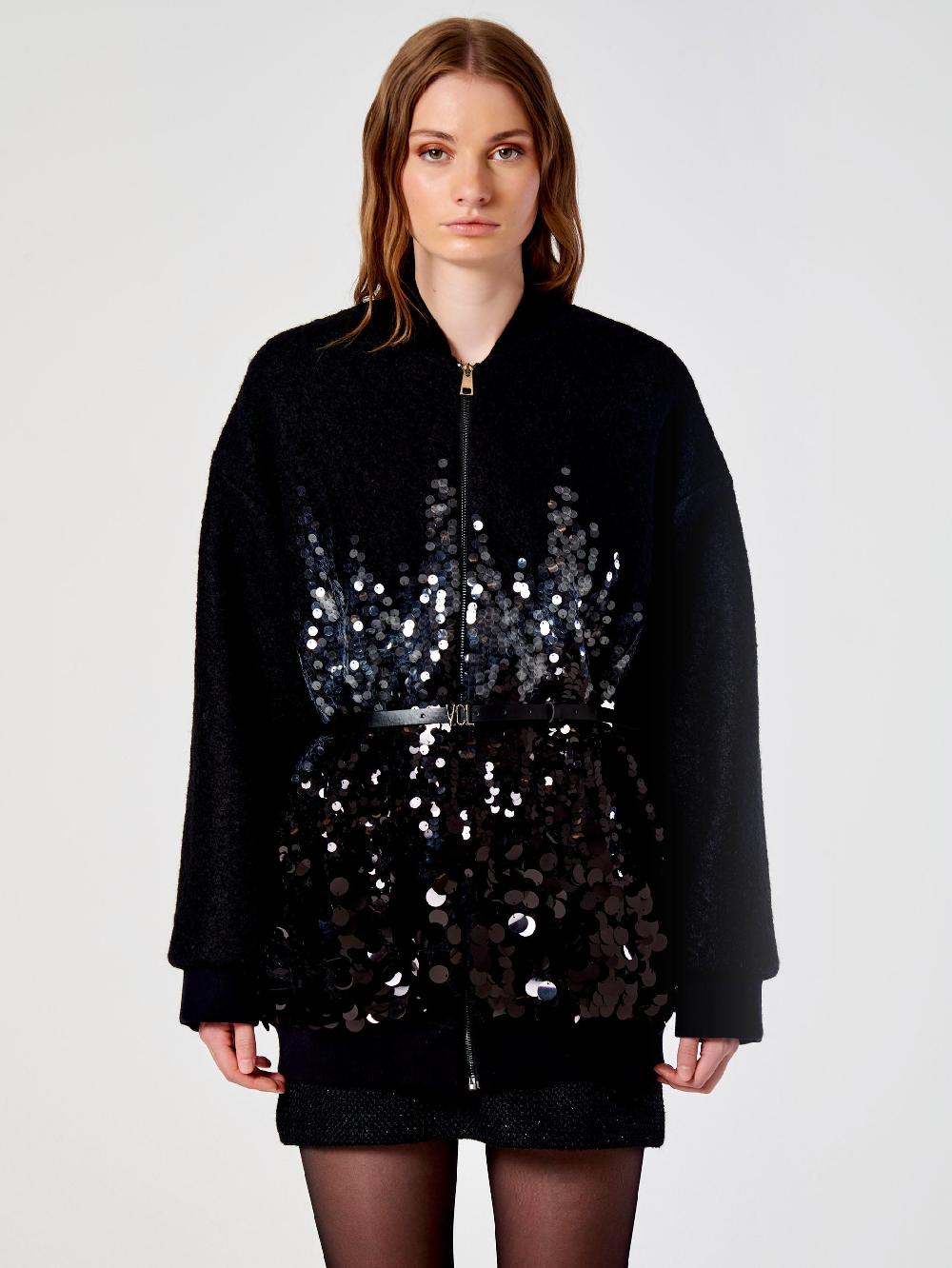 Vicolo Cappotto Con Paillettes Nero