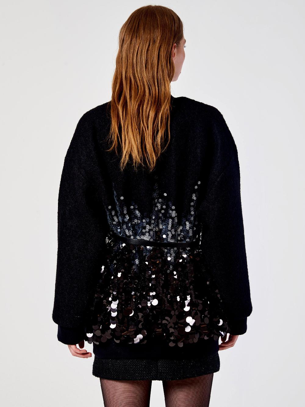 Vicolo Cappotto Con Paillettes Nero
