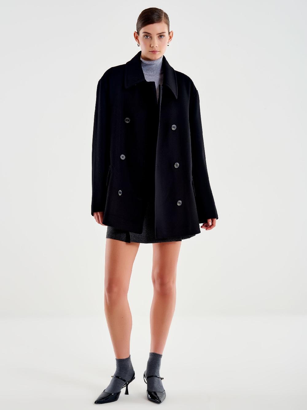 Vicolo Cappotto Corto Doppiopetto Nero