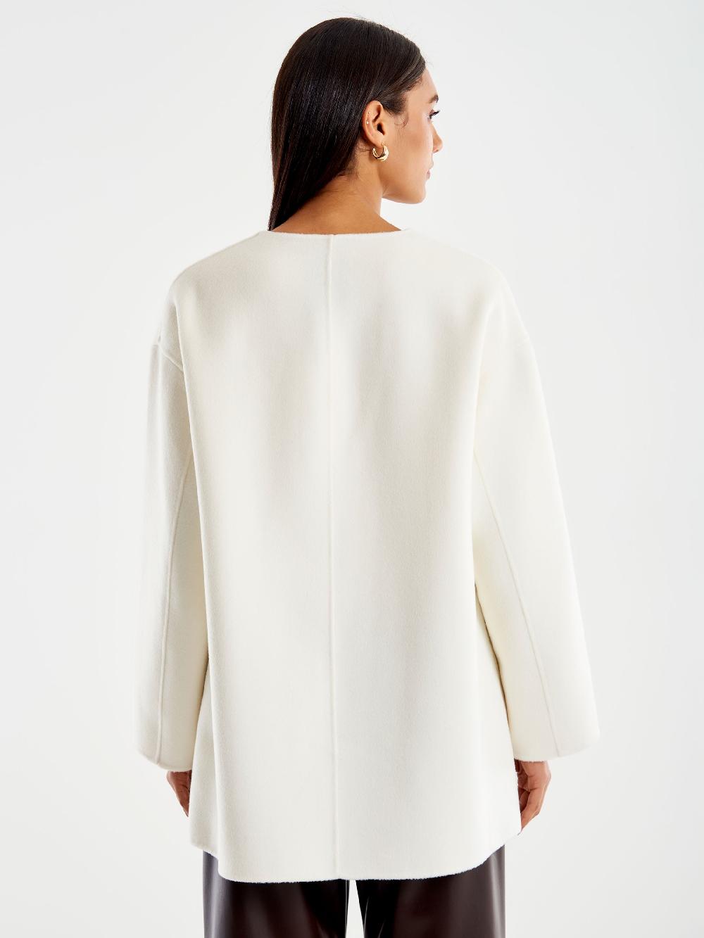 Vicolo Cappotto Corto Scollo A V Bianco