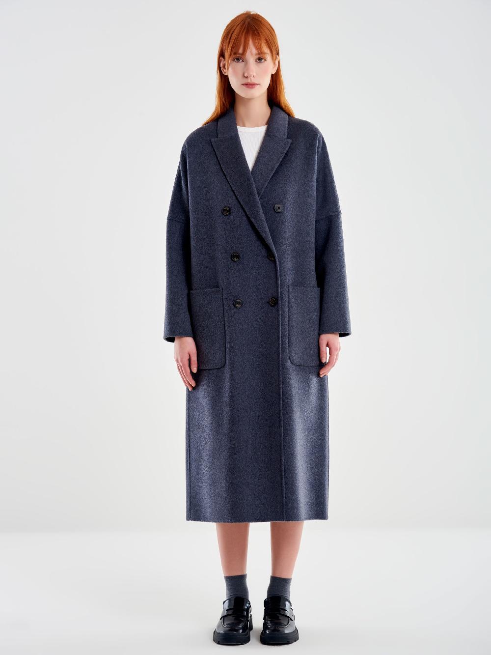 Vicolo Cappotto Doppiopetto Basic Lungo Grigio