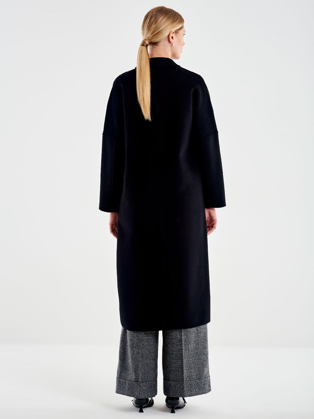 Vicolo Cappotto Doppiopetto Basic Lungo Nero