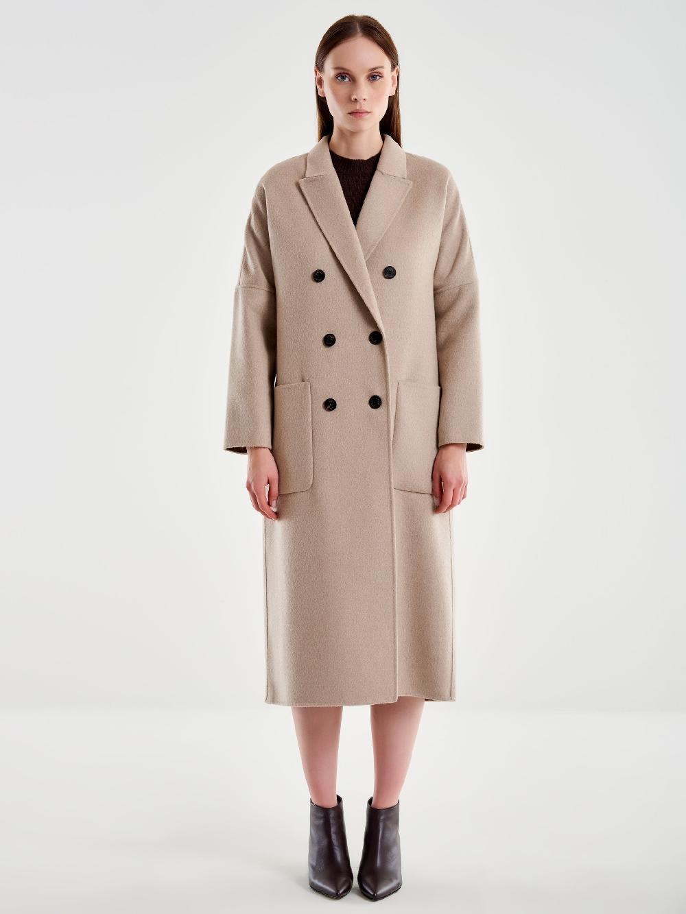 Vicolo Cappotto Doppiopetto Basic Lungo Tortora